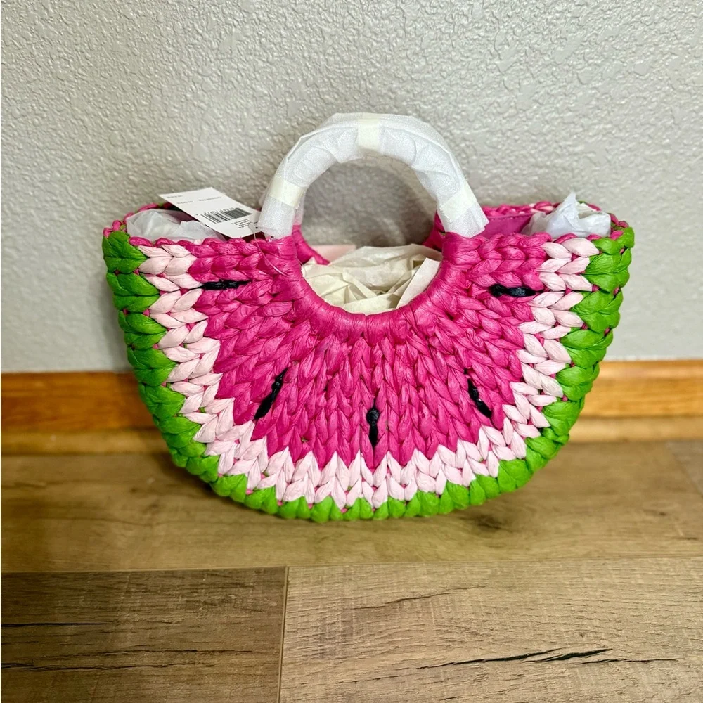 RARE NEW KATE SPADE NEW YORK WATERMELON PICNIC PERFECT WOVEN SMALL TOTE HANDBAG - Picture 5 of 8